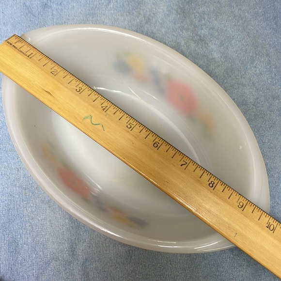 Jeanette Glasbake Orange Flower Bluebell oval Casserole J-235 1980 - Picture 6 of 7